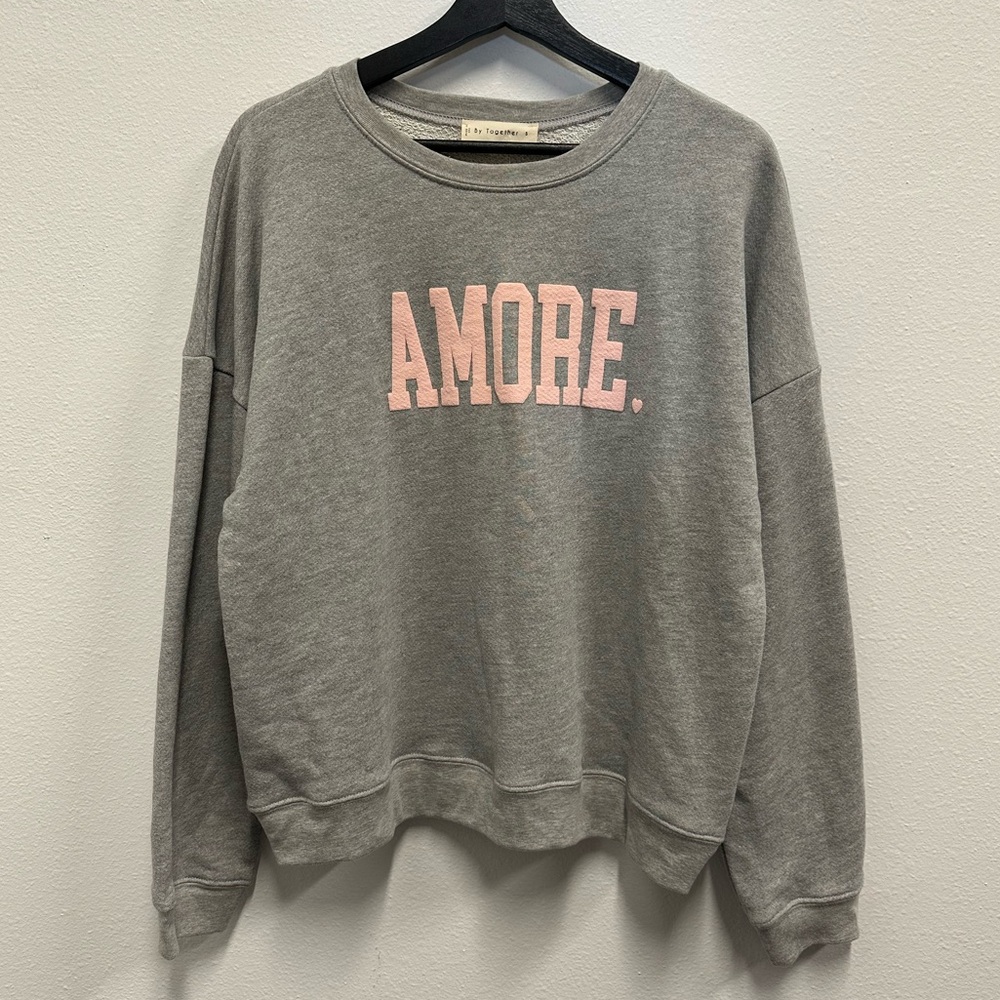 By Together Gray Sweatshirt with Pink Amore Print